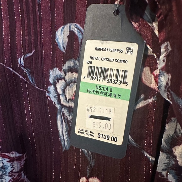 Rachel Roy Royal Orchid Burgundy Floral Fall Dress - Picture 4 of 11